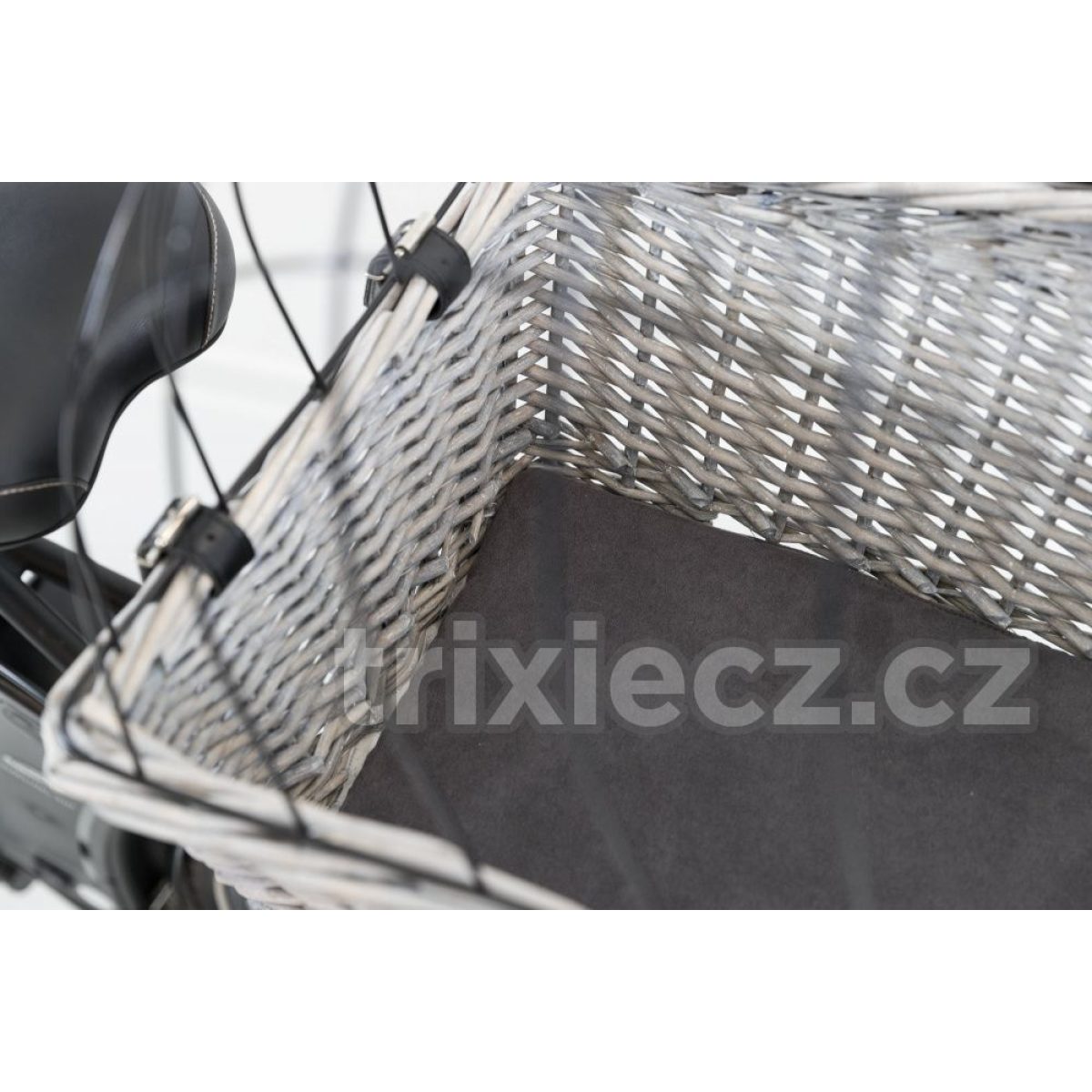 Prepravný prútený kôš na zadný nosič bicykla - šedý 35 x 49 x 55 cm – Obrázok 10