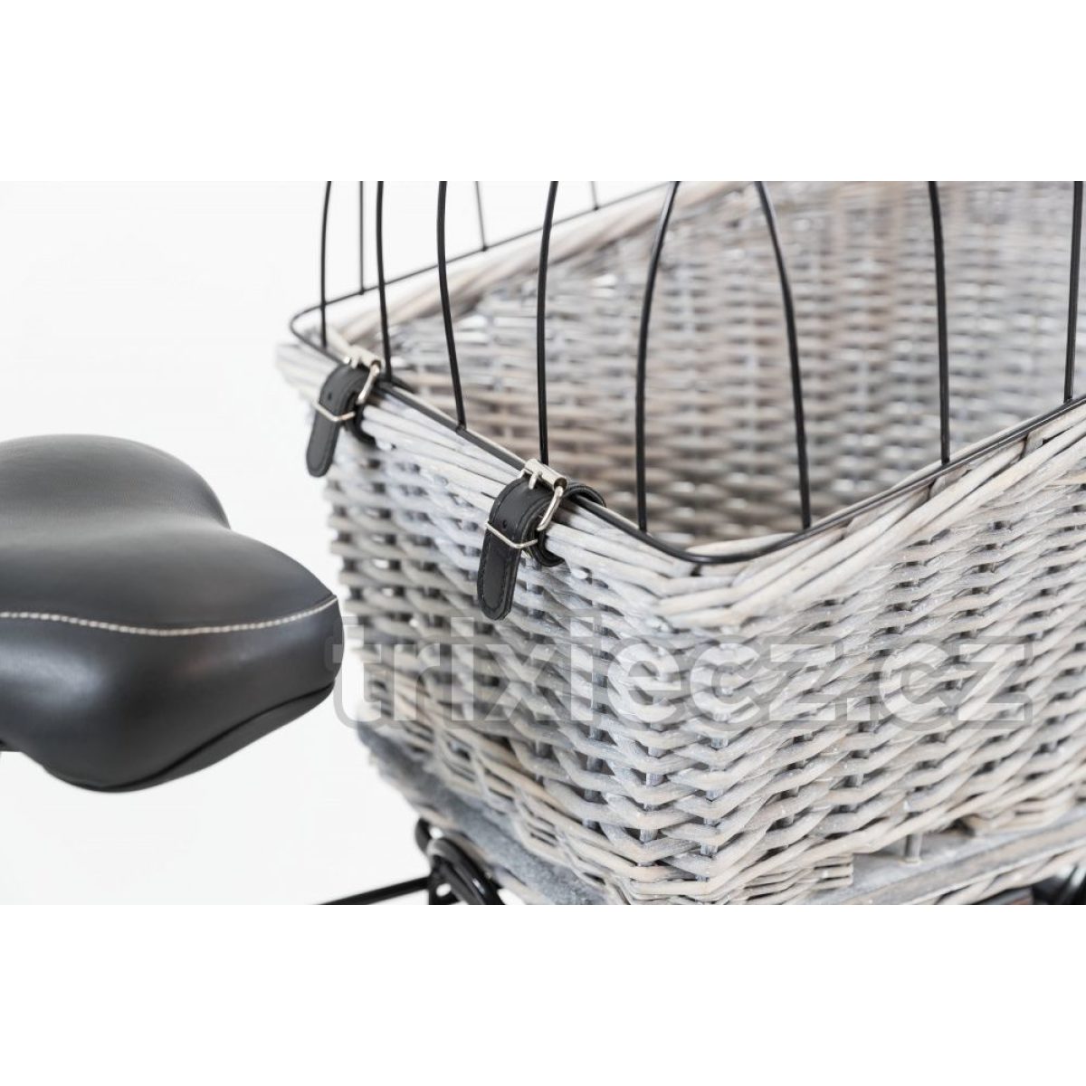 Prepravný prútený kôš na zadný nosič bicykla - šedý 35 x 49 x 55 cm – Obrázok 8