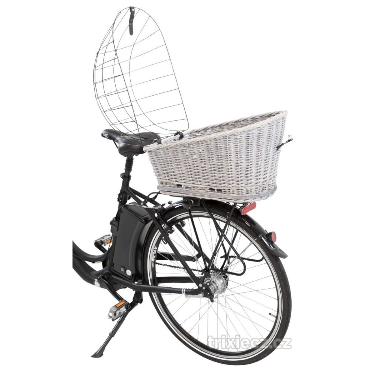 Prepravný prútený kôš na zadný nosič bicykla - šedý 35 x 49 x 55 cm – Obrázok 4