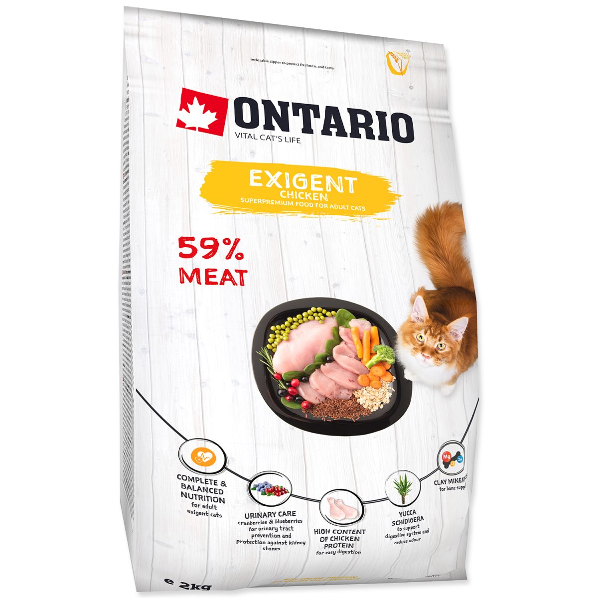 ONTARIO - Cat Exigent kuracie mäso, 2 kg – Obrázok 1