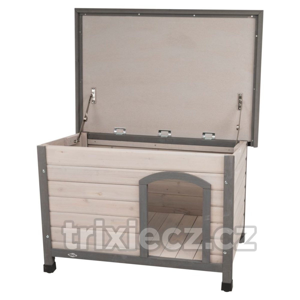 Búda pre psa s rovnou strechou M-L 104 x 72 x 68 cm, šedá – Obrázok 2
