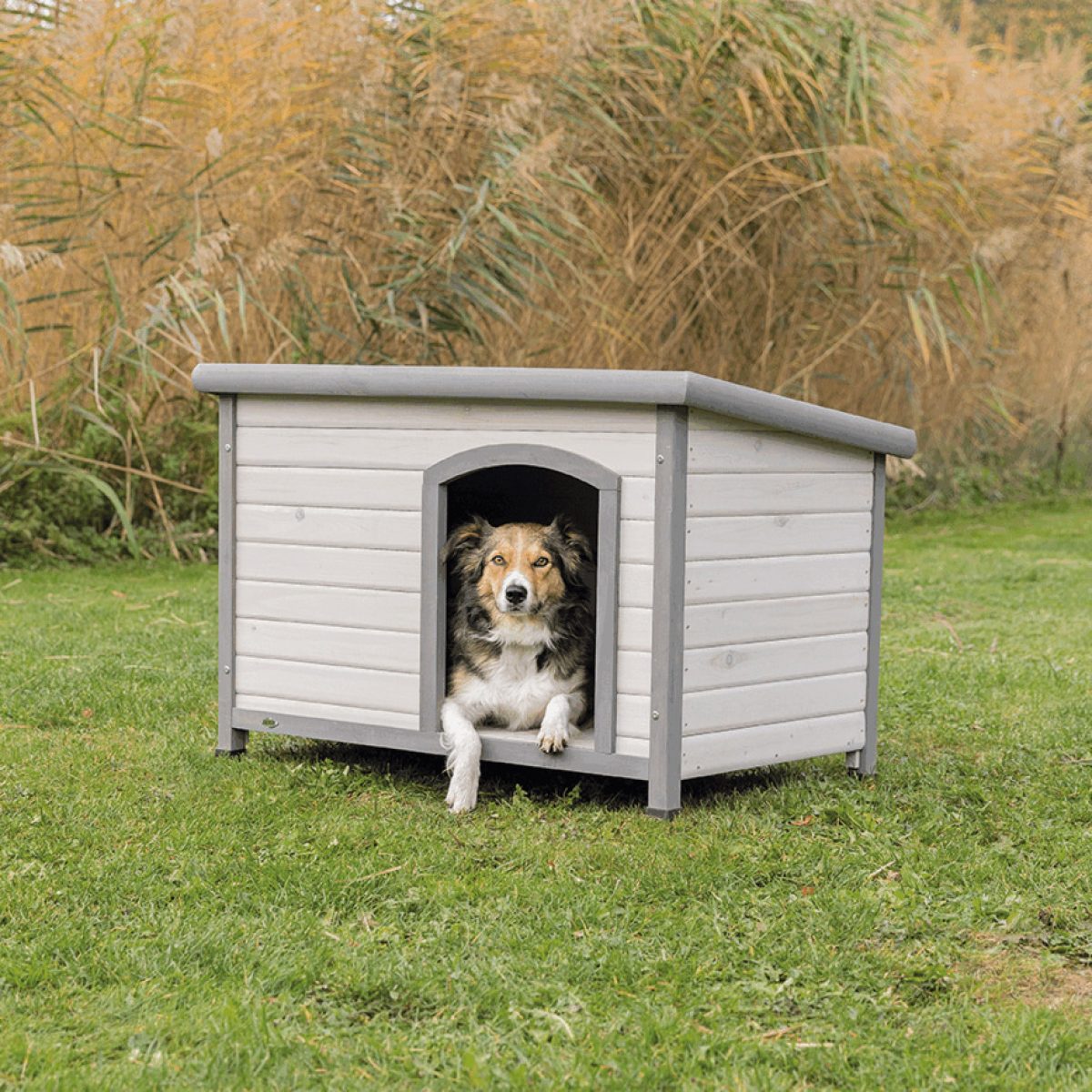 Búda pre psa s rovnou strechou M-L 104 x 72 x 68 cm, šedá – Obrázok 1