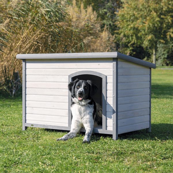 Búda pre psa s rovnou strechou L 116 x 82 x 79 cm, šedá