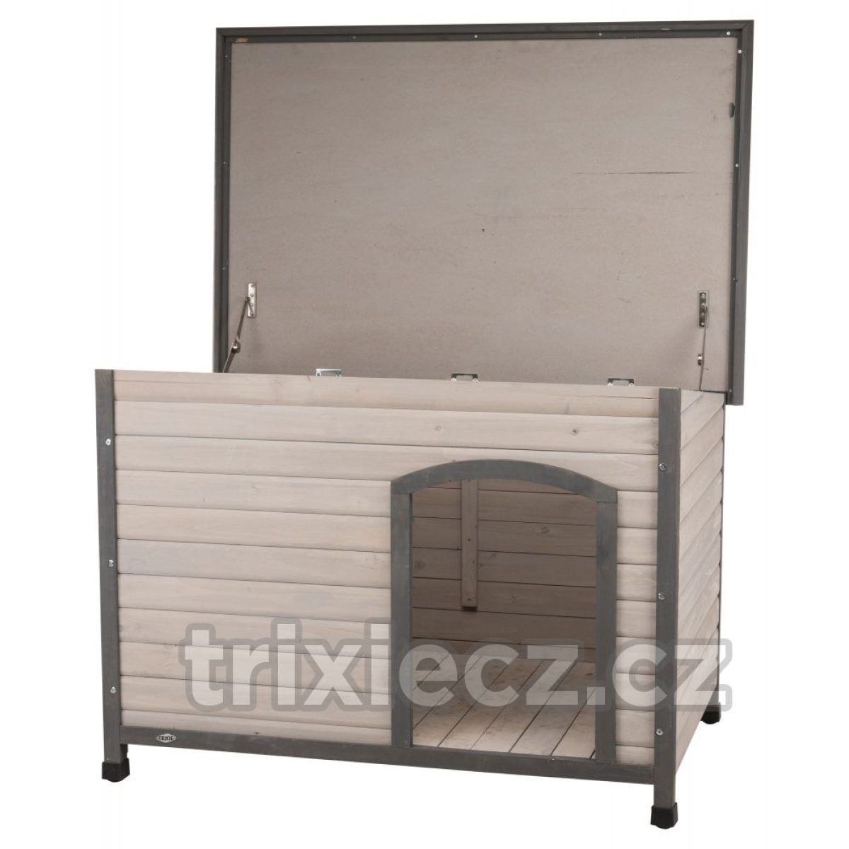 Búda pre psa s rovnou strechou L 116 x 82 x 79 cm, šedá – Obrázok 2