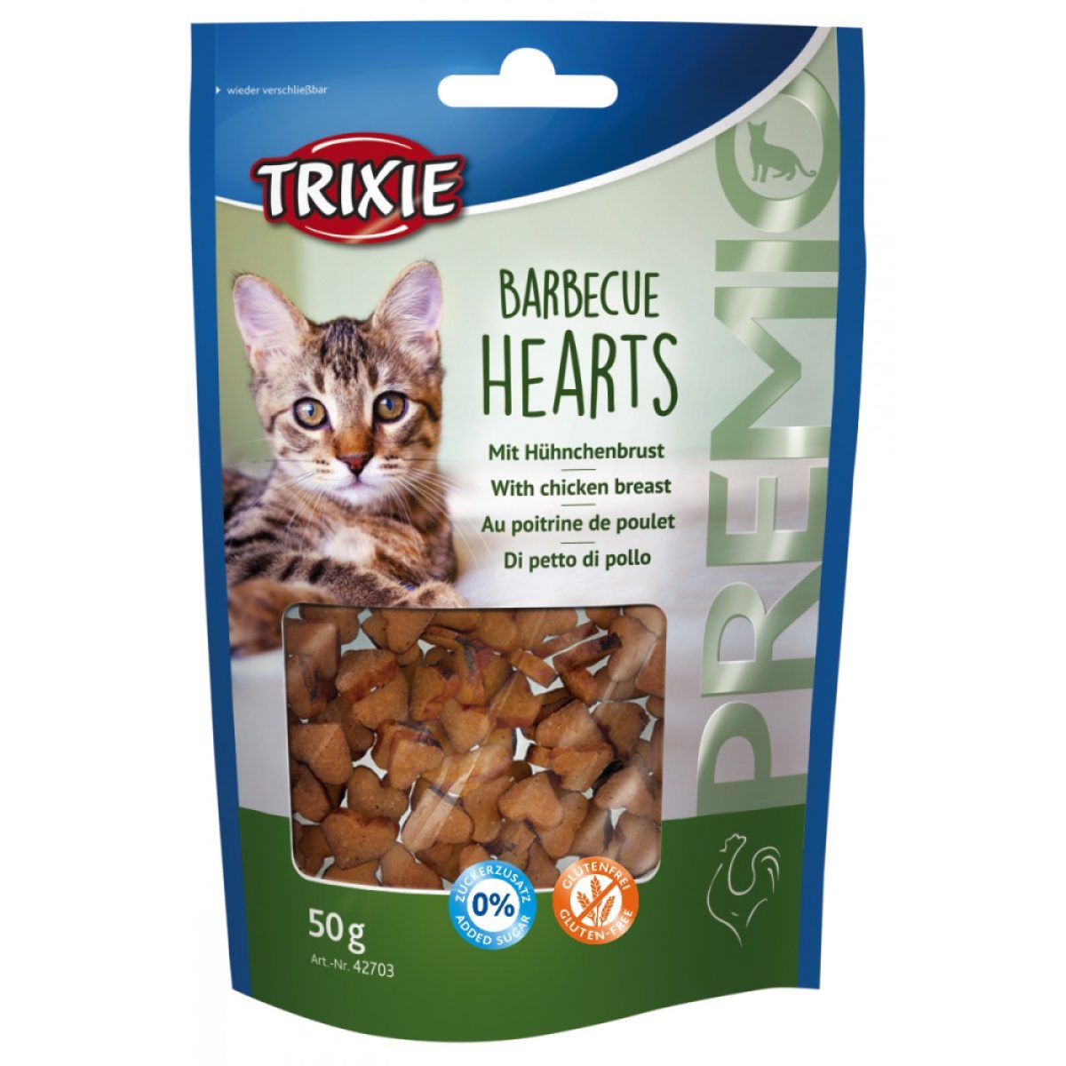 PREMIO Barbecue Hearts - s kuracím mäsom, 50 g – Obrázok 1