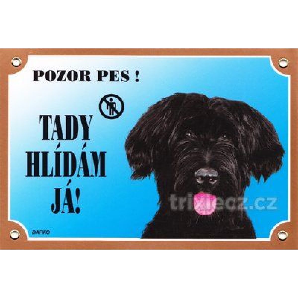 Výstražná plastová tabuľka - briard čierny – Obrázok 1