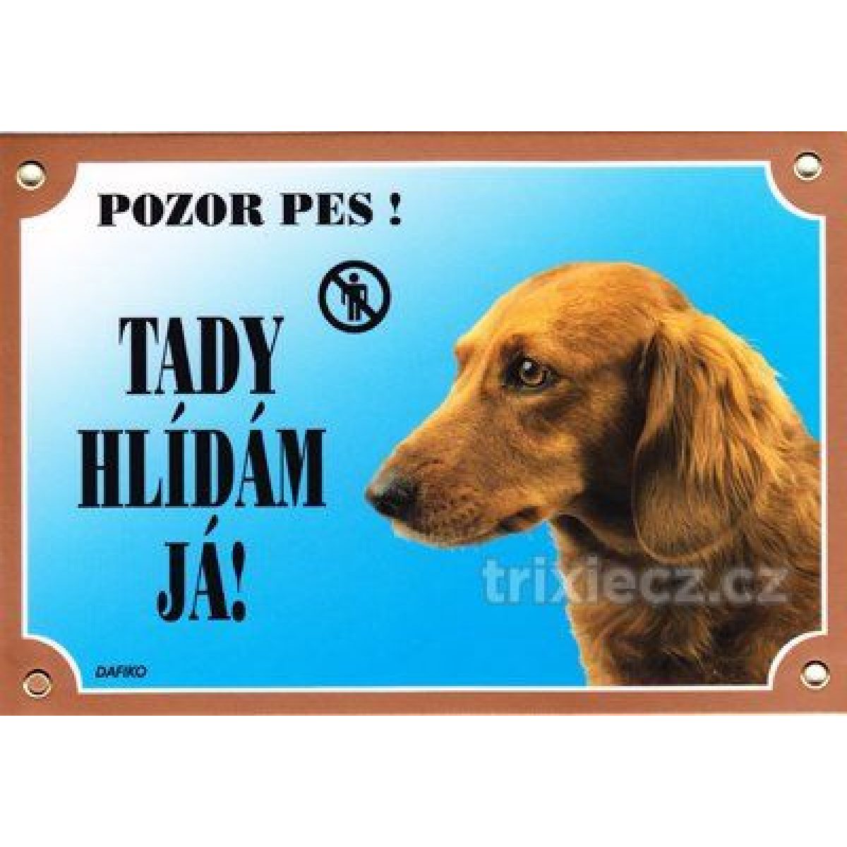 Výstražná plastová tabuľka - jazvečík dlhosrstý – Obrázok 1
