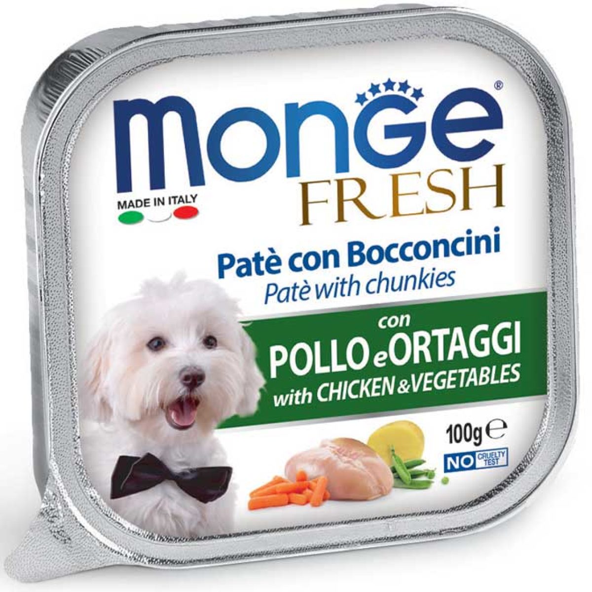 MONGE FRESH paštéta - kuracie mäso & zelenina, 100 g – Obrázok 1