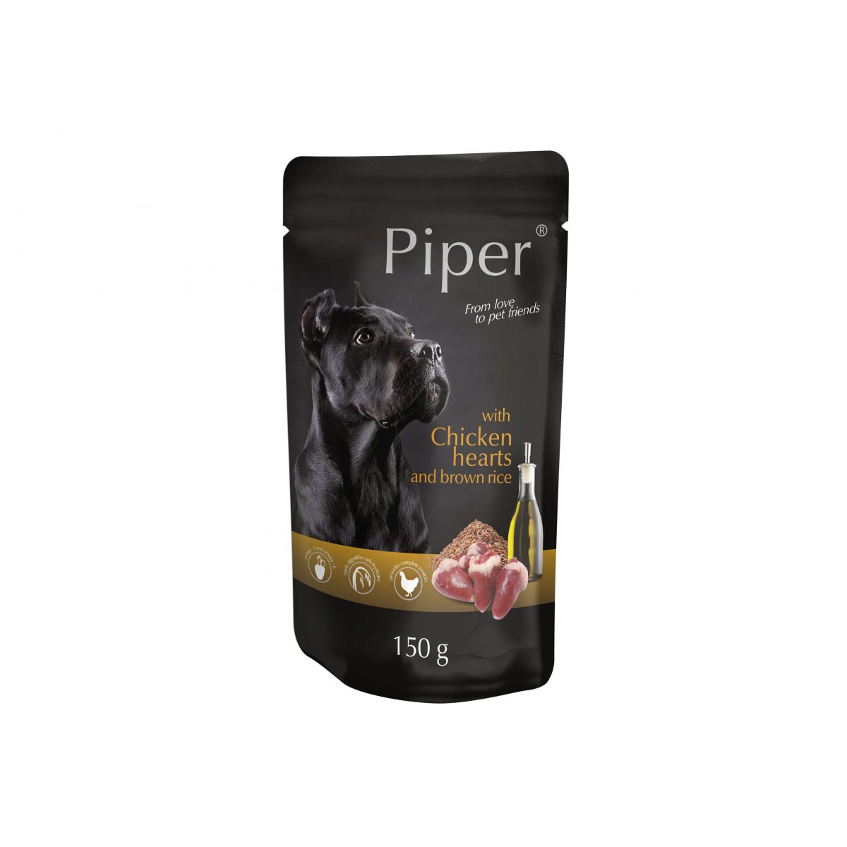Piper - Adult kuracie srdiečka & hnedá ryža, 150 g – Obrázok 1