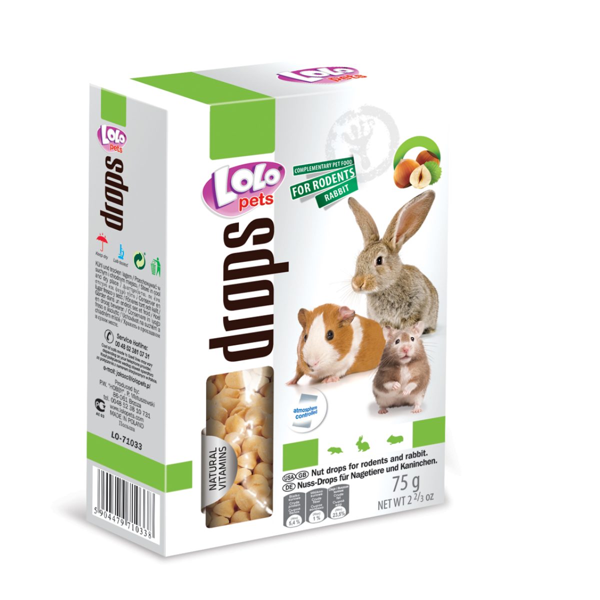 LOLO pets - drops orechové pre hlodavce, 75 g – Obrázok 1