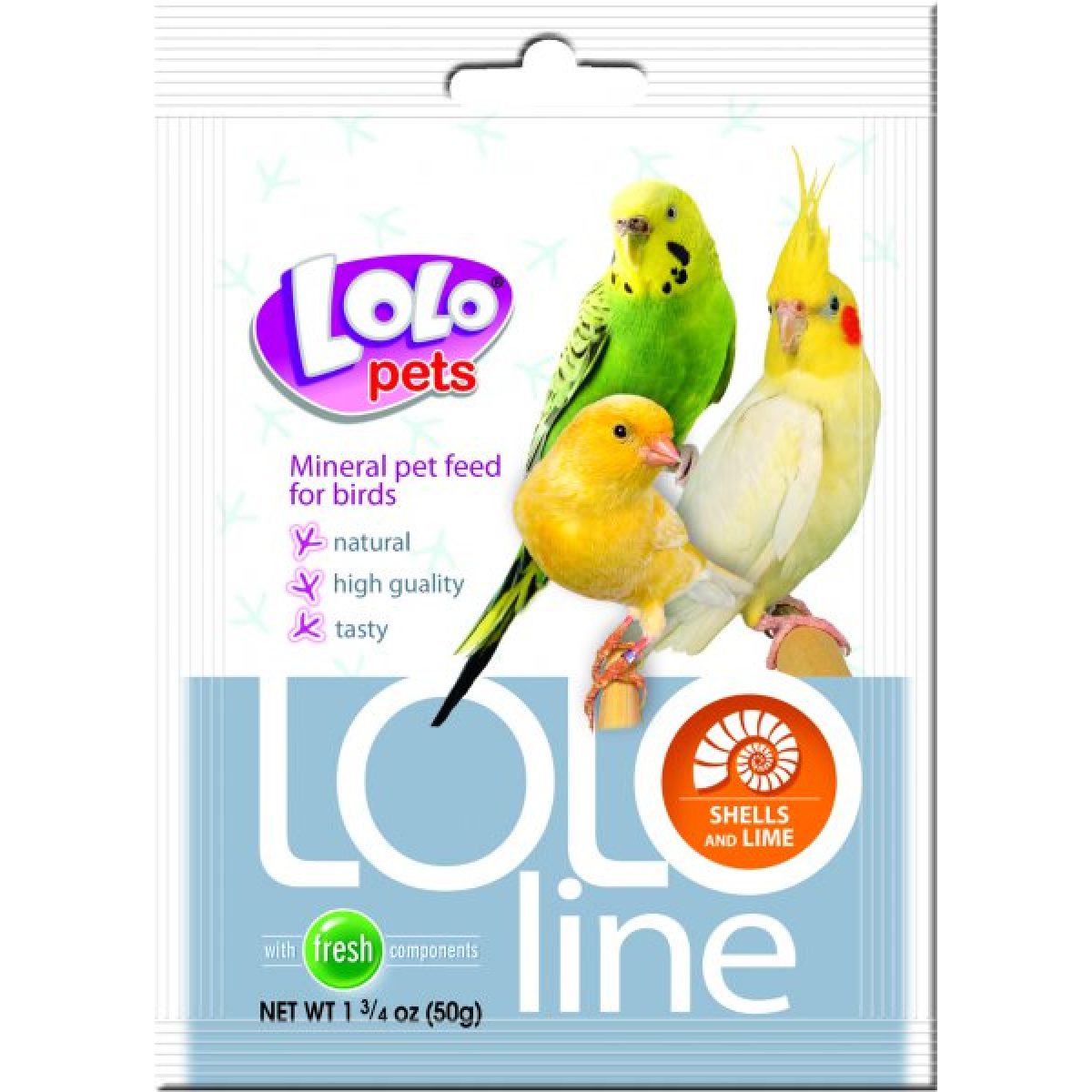LOLO pets - mušle a vápnik pre vtáky, 50 g – Obrázok 1