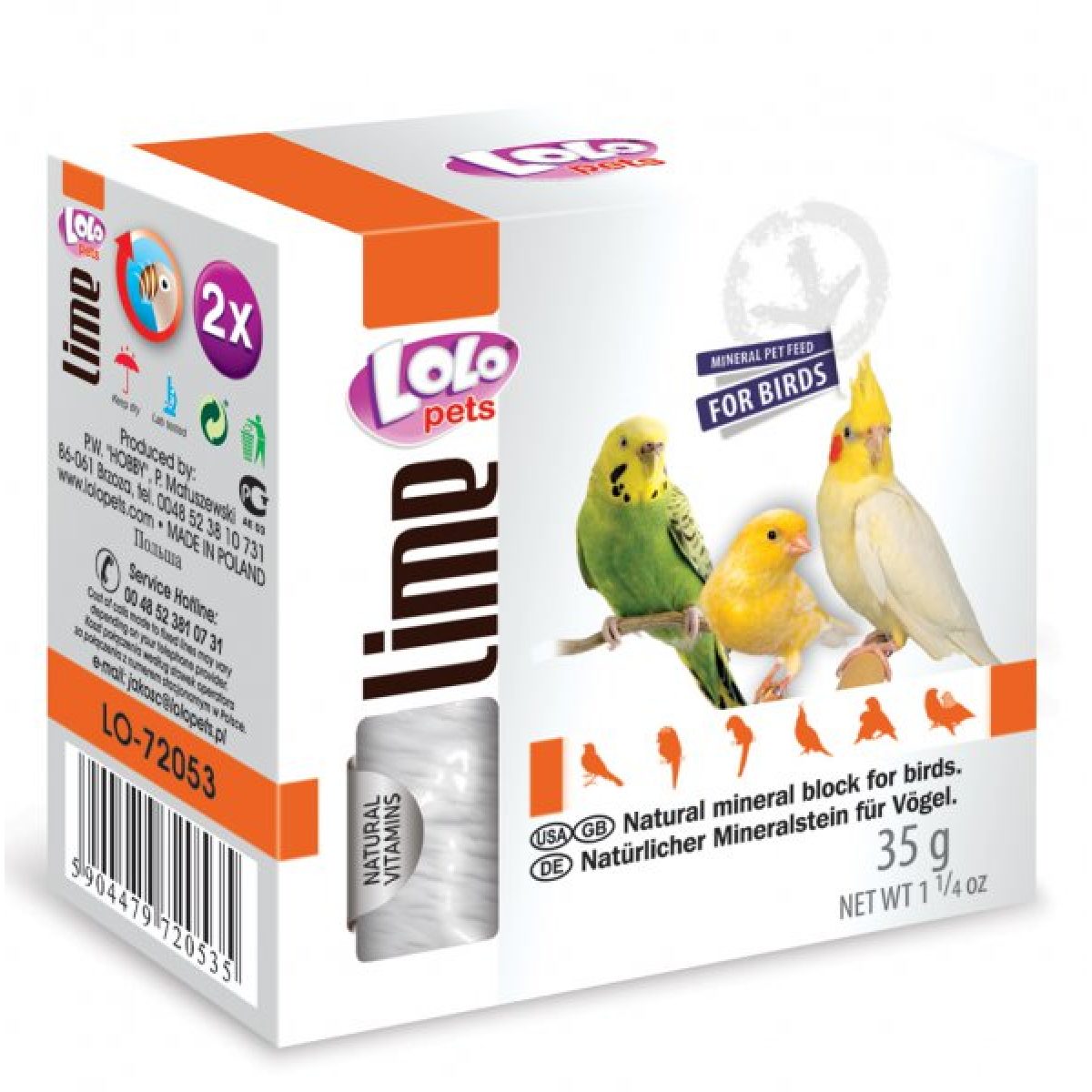 LOLO pets - Lime prírodný minerálny kameň pre vtáky, 35 g – Obrázok 1