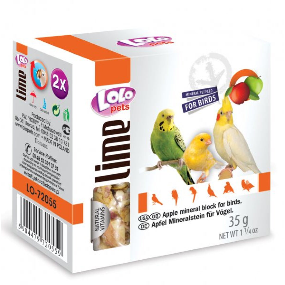 LOLOPETS LIME jablkový minerálny kameň pre vtákov, 35 g – Obrázok 1