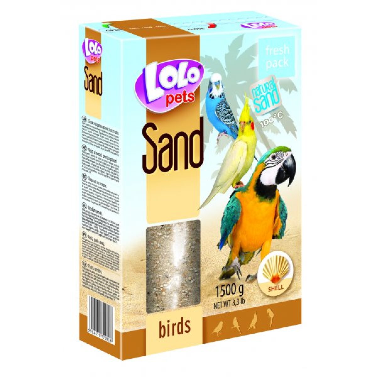 LOLOPETS piesok s mušľami pre vtáky, 1500 g – Obrázok 1