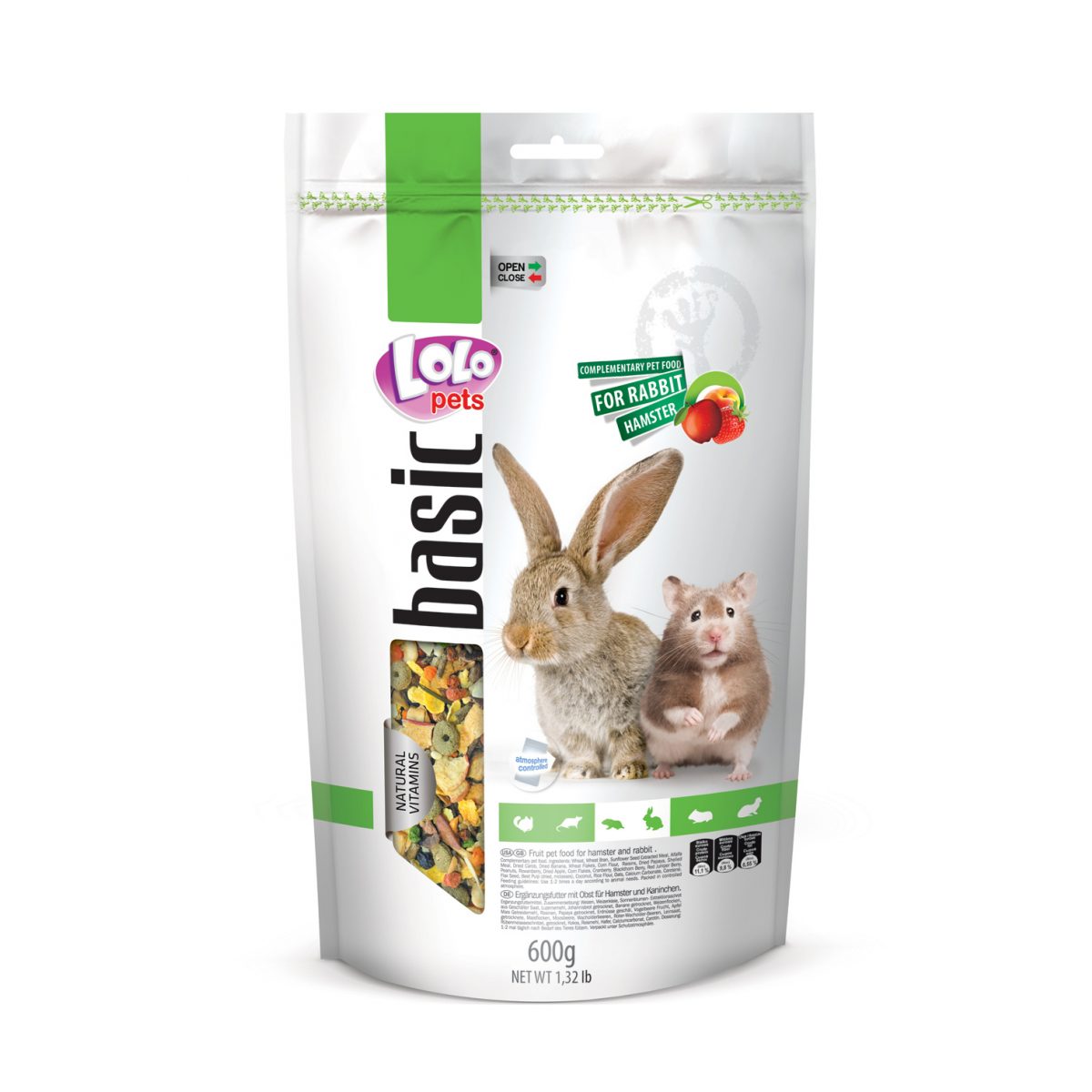 LOLO pets - Basic ovocné krmivo pre králiky a škrečky, 600g – Obrázok 1