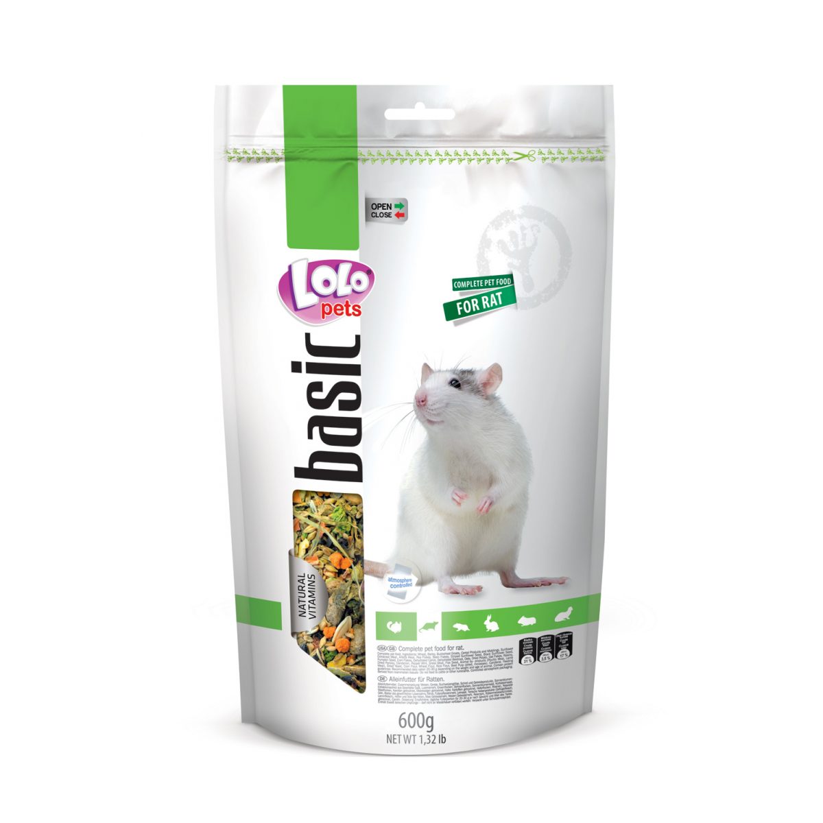 LOLOPETS BASIC kompletné krmivo pre potkany, 600 g – Obrázok 1