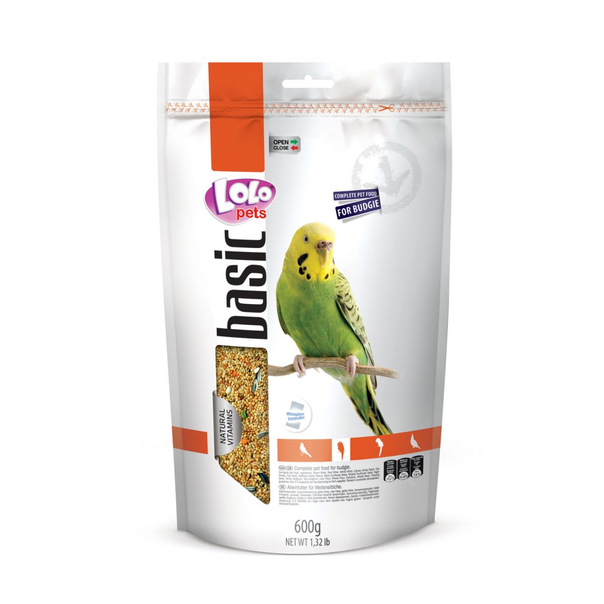 LOLO pets - Basic kompletné krmivo pre andulky, 600 g – Obrázok 1