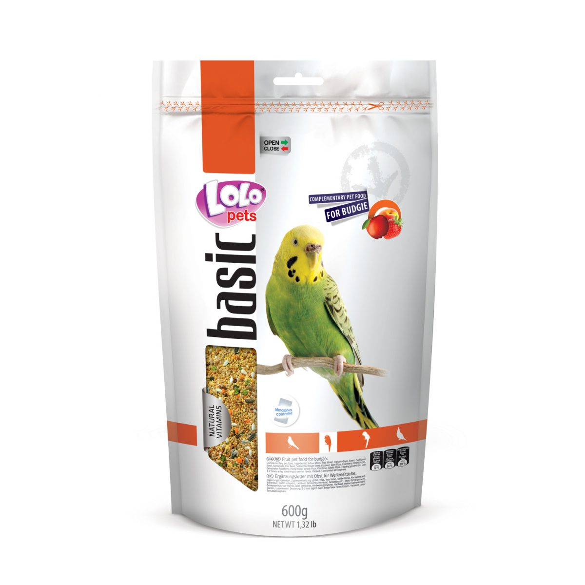 LOLOPETS BASIC ovocné krmivo pre andulky, 600 g – Obrázok 1