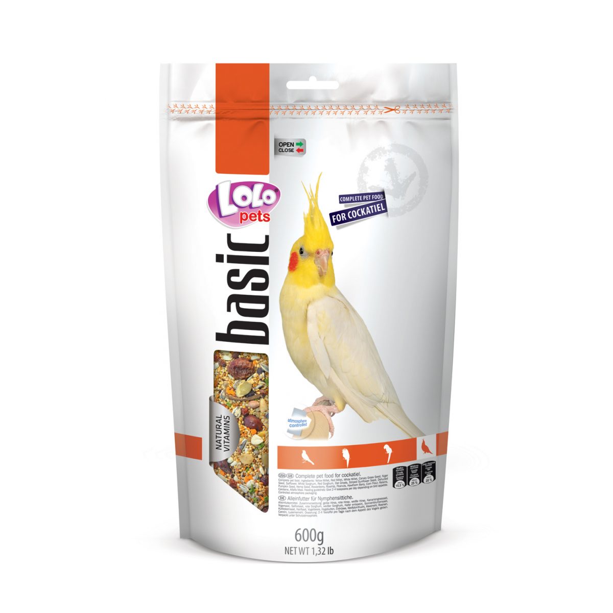 LOLO BASIC plnohodnotné krmivo pre korely 600 g – Obrázok 1
