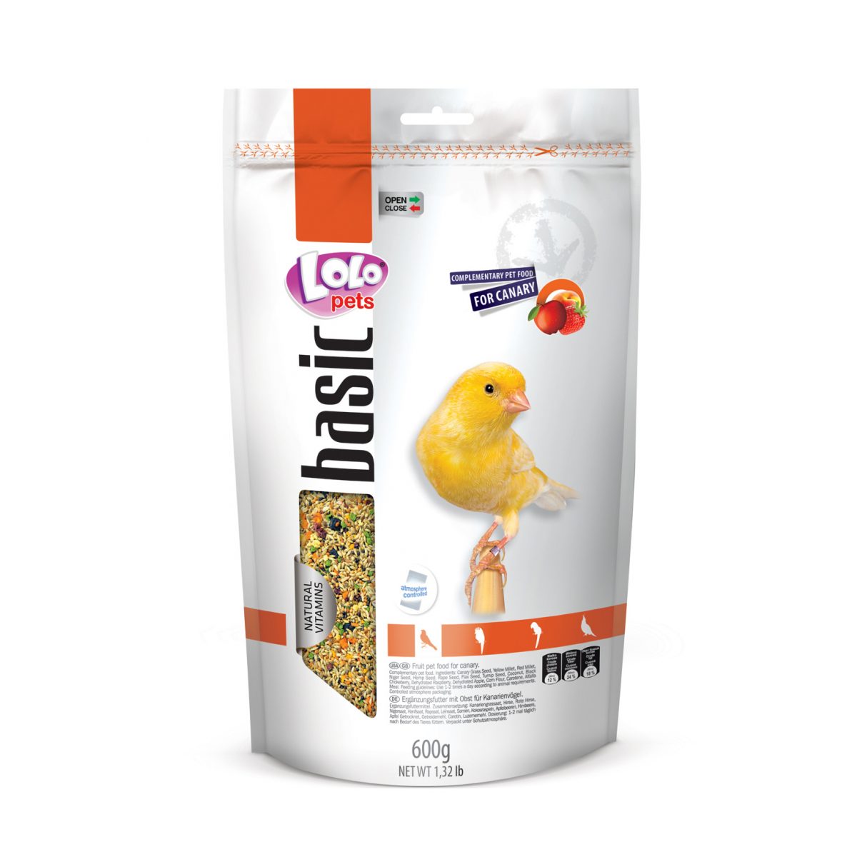 LOLOPETS BASIC ovocné krmivo pre kanáriky, 600 g – Obrázok 1