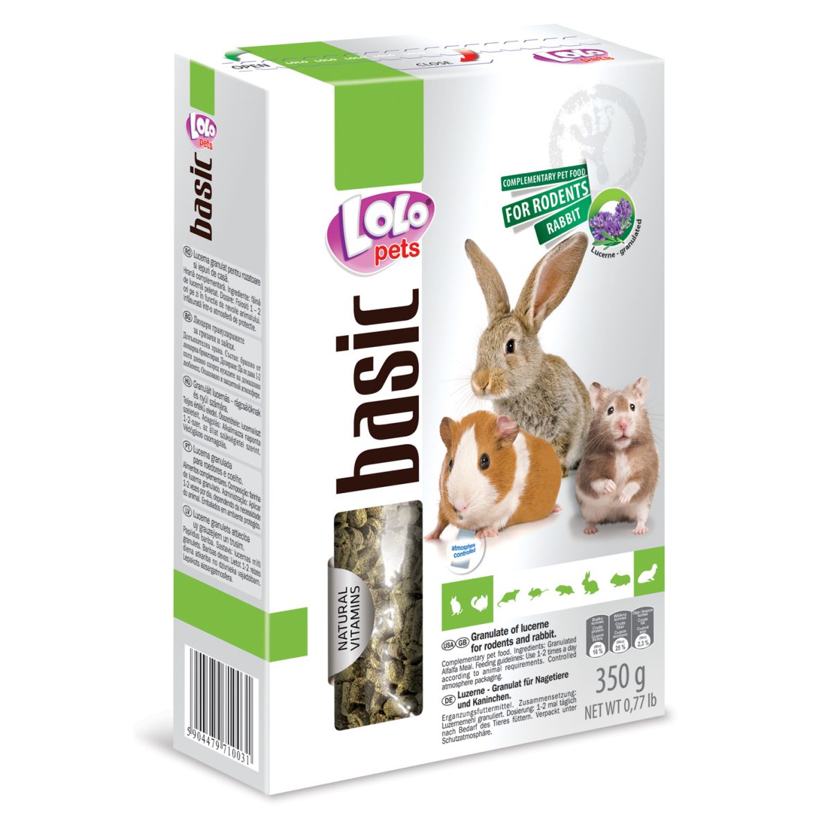 LOLO pets - Basic granulovaná lucerna pre hlodavce, 350 g – Obrázok 1