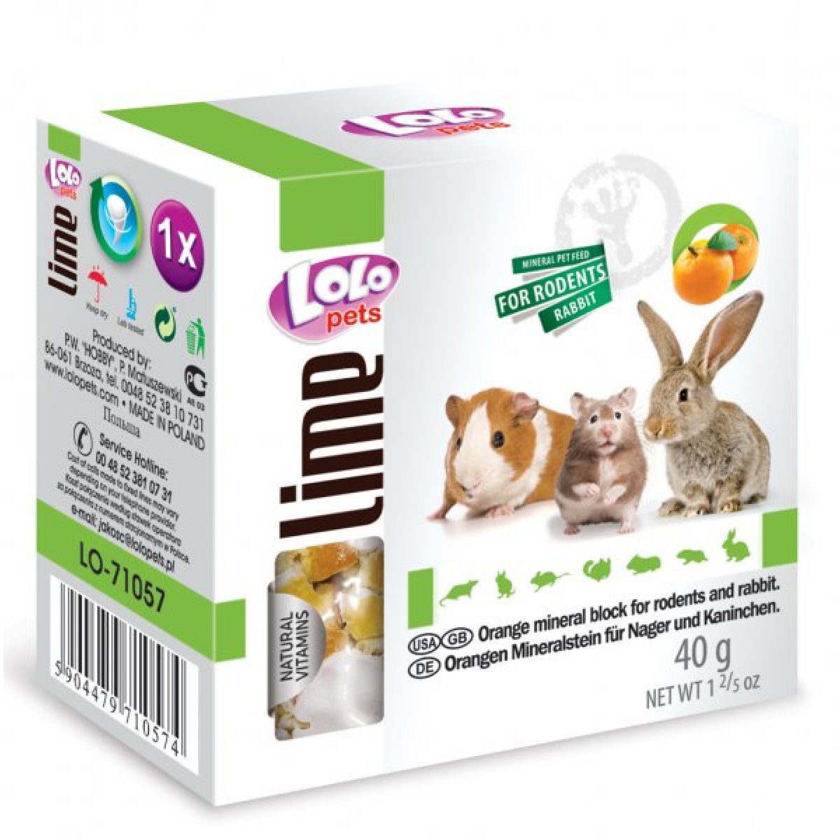 LOLOPETS pomarančový minerálny kameň pre hlodavce, 40 g – Obrázok 1
