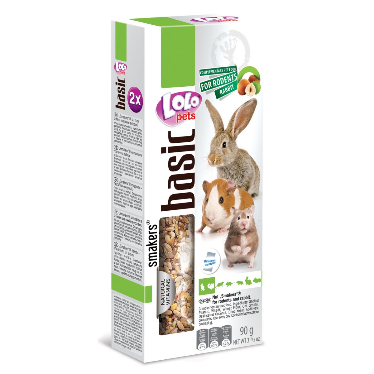 LOLOPETS SMAKERS orechové tyčinky pre hlodavce, 90 g – Obrázok 1