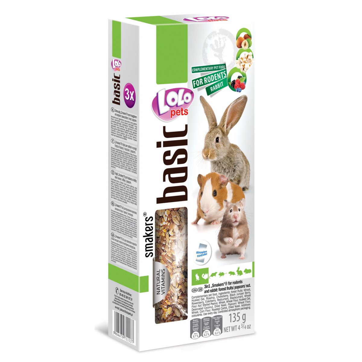 LOLOPETS SMAKERS MIX 3v1 pre hlodavce, 135 g – Obrázok 1