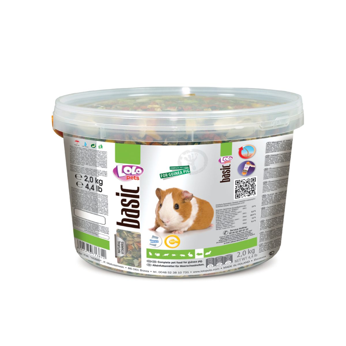 LO_71361 LOLO pets - Basic kompletné krmivo pre morčatá, 2 kg – Obrázok 1