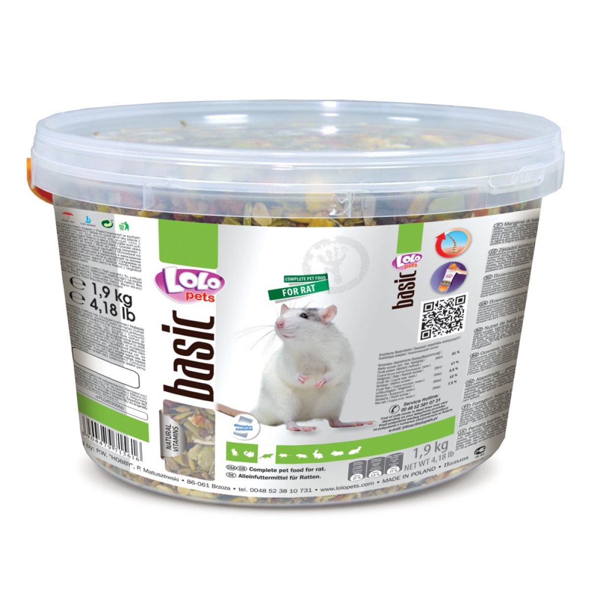 LOLO pets - Basic kompletné krmivo pre potkany 1,9 kg – Obrázok 1