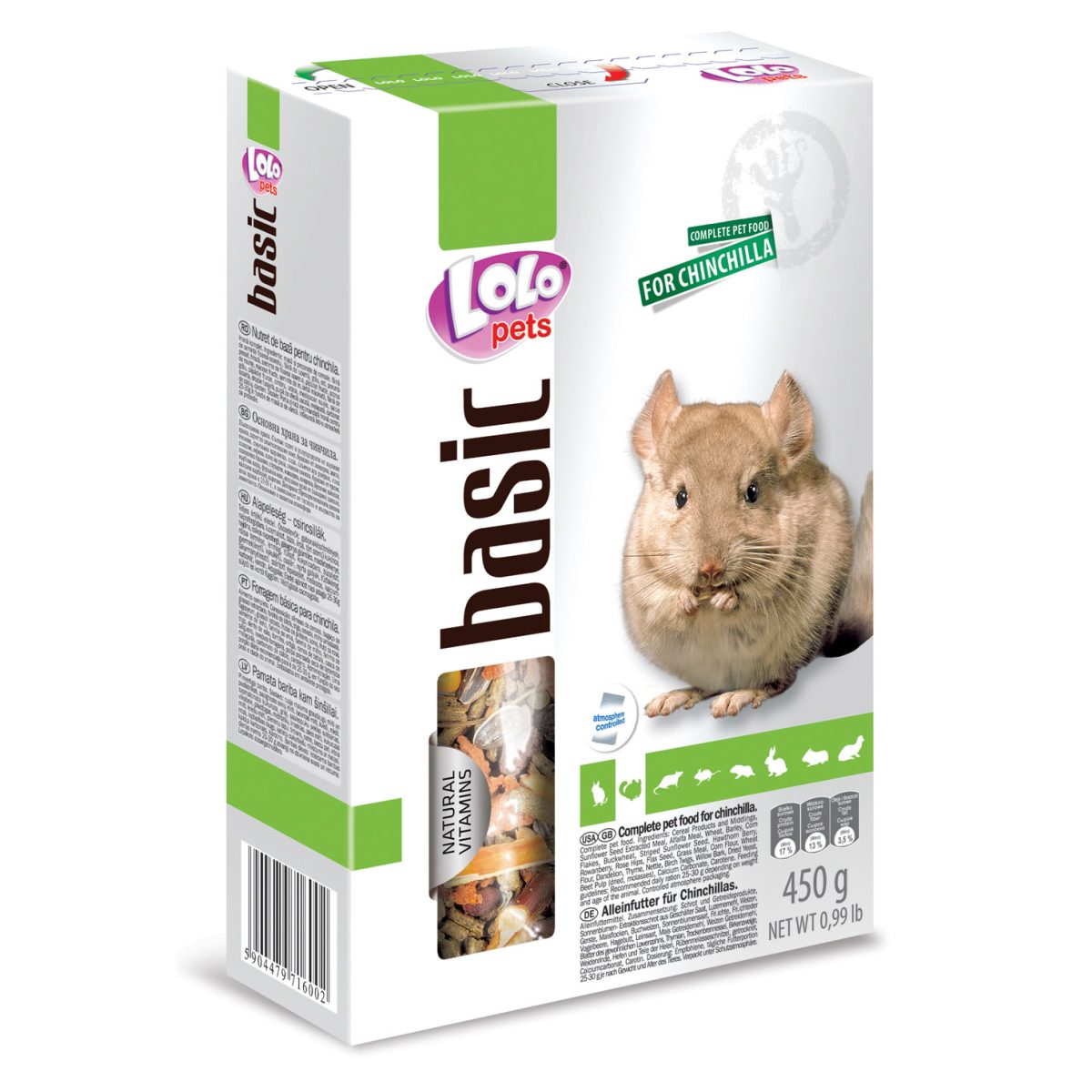 LOLO pets - Basic kompletné krmivo pre činčily, 450 g – Obrázok 1