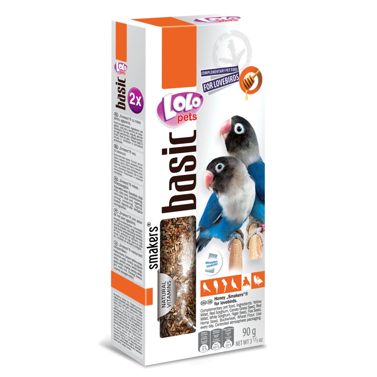 LOLOPETS SMAKERS medové tyčinky pre agapornisy, 90 g – Obrázok 1