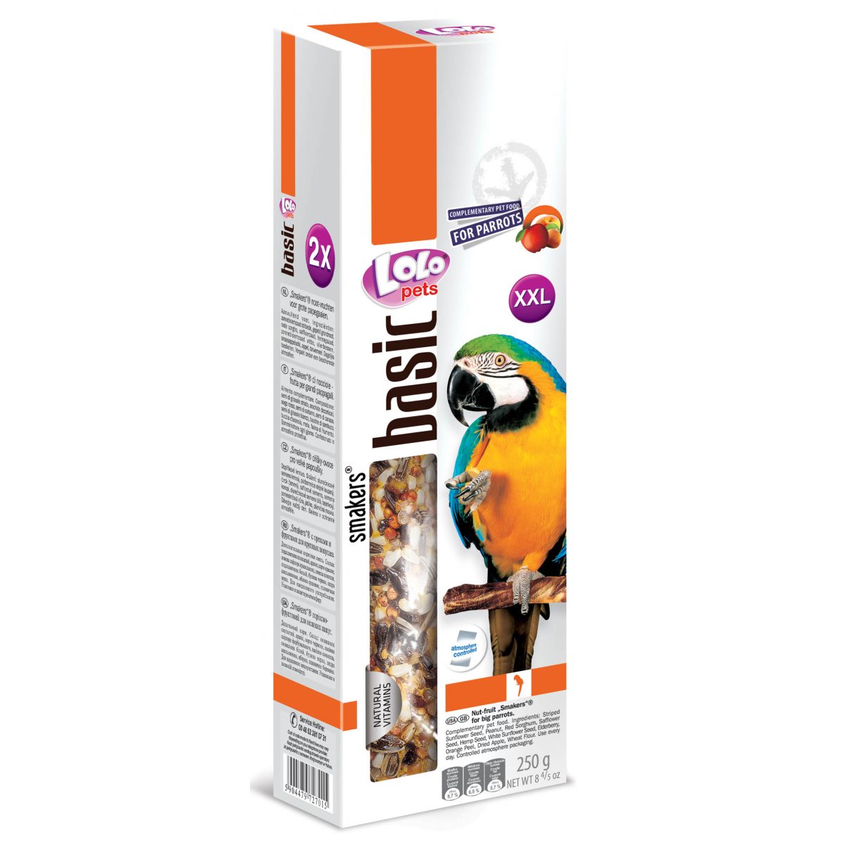 LOLO pets - Smakers XXL tyčinky orechovo-ovocné pre veľké papagáje, 250 g – Obrázok 1