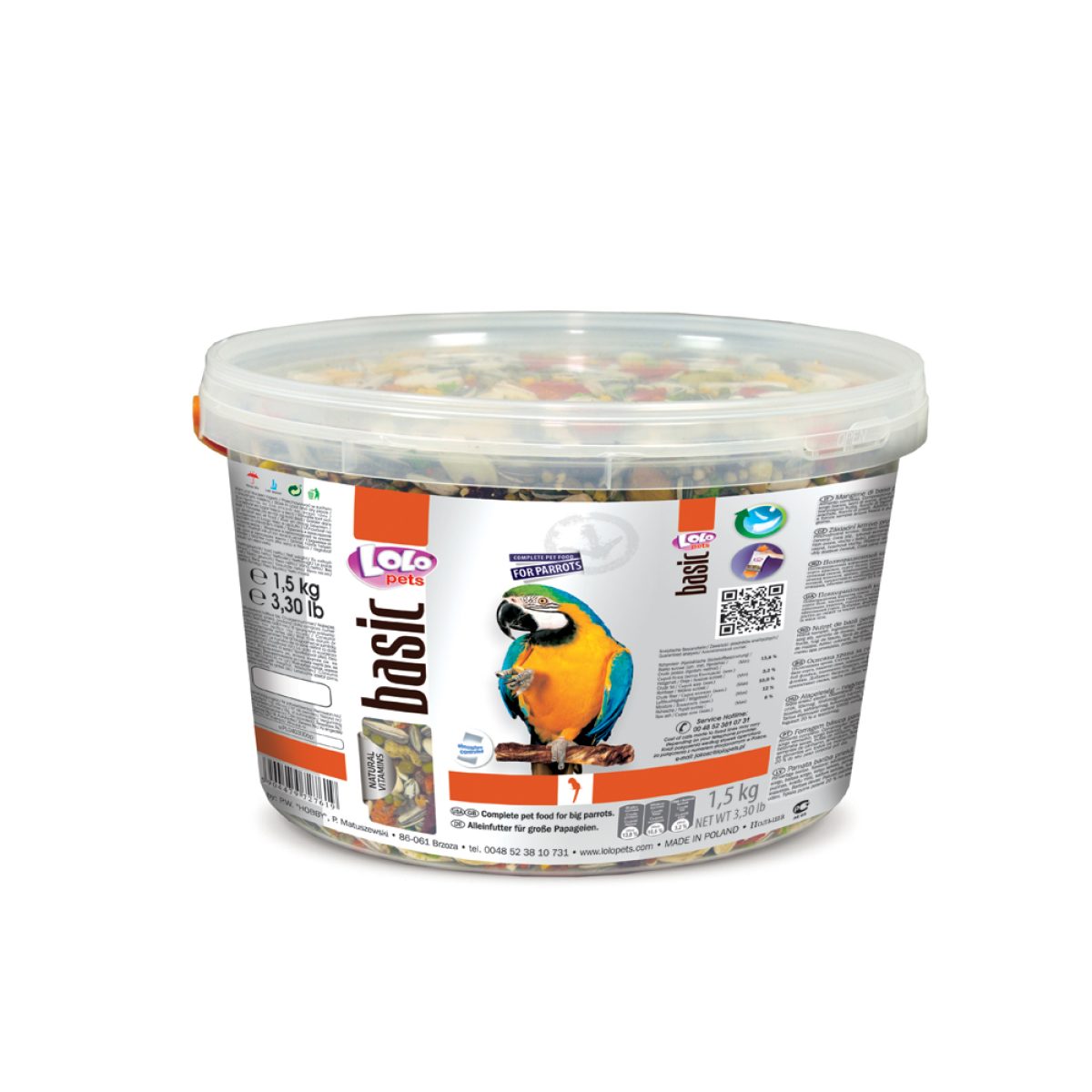 LOLO pets - Basic kompletné krmivo pre veľké papagáje 1,5 kg – Obrázok 1
