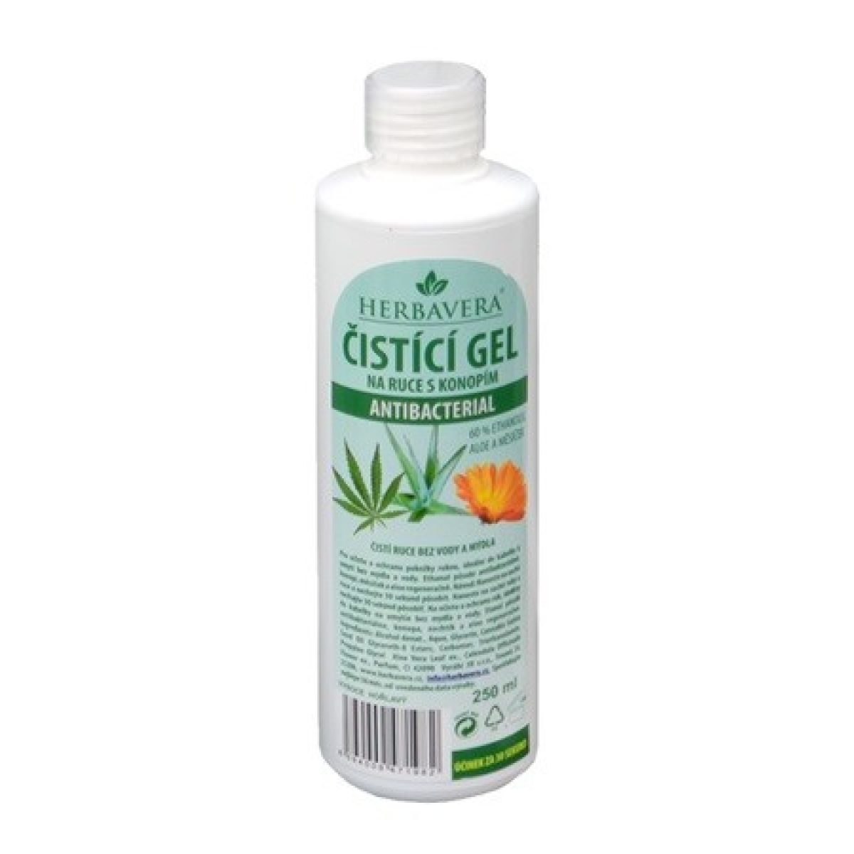 HERBAVERA antibakteriálny čistiaci gél s kanabisom 250 ml – Obrázok 1