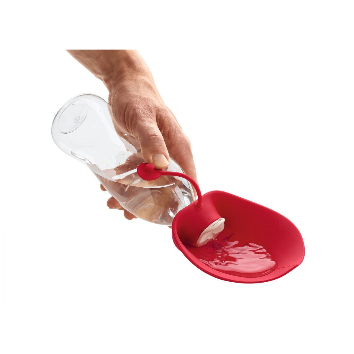 HUNTER - cestovná fľaša s miskou LIST 550 ml, červená – Obrázok 2