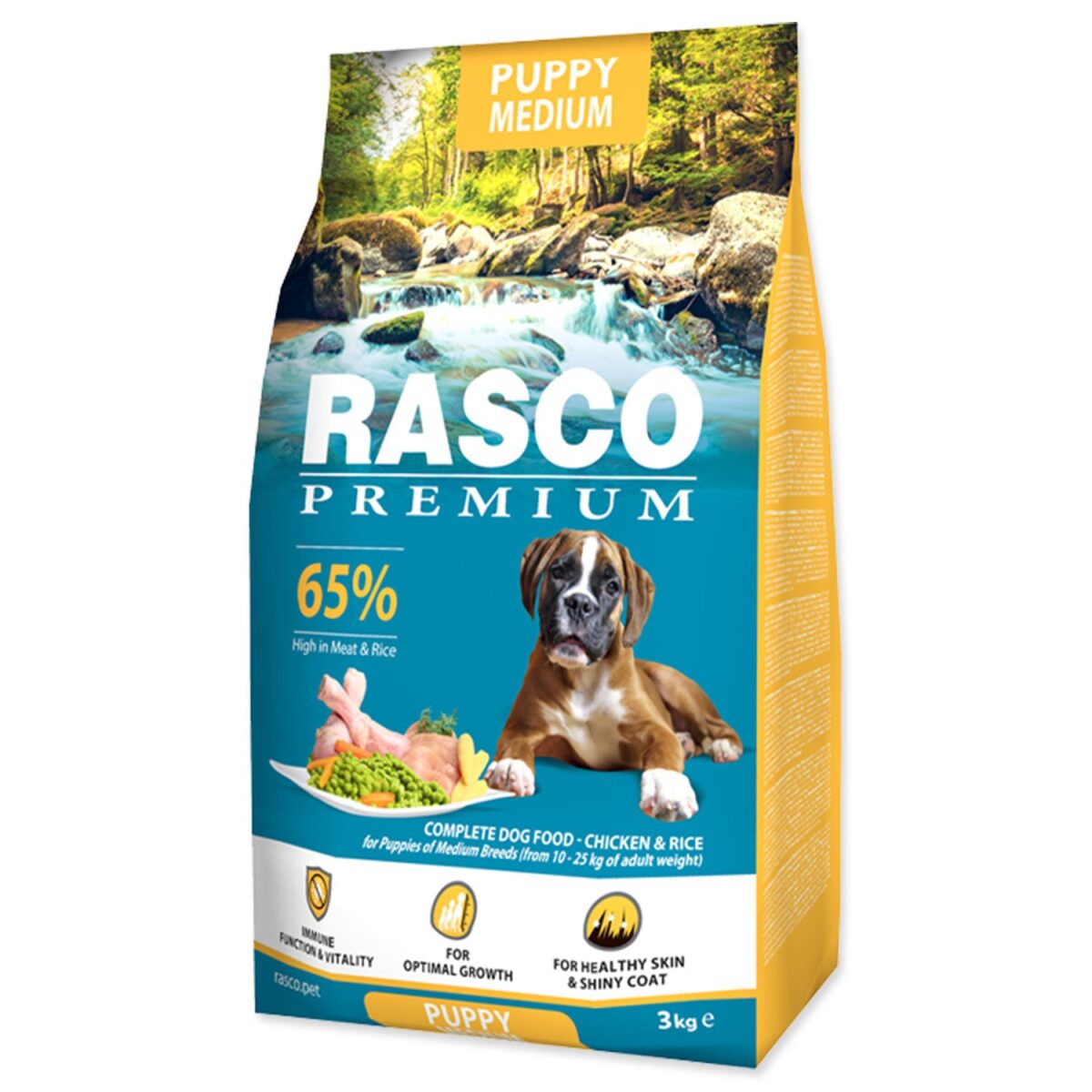 Krmivo Rasco Premium Puppy Medium kura s ryžou 3kg – Obrázok 1