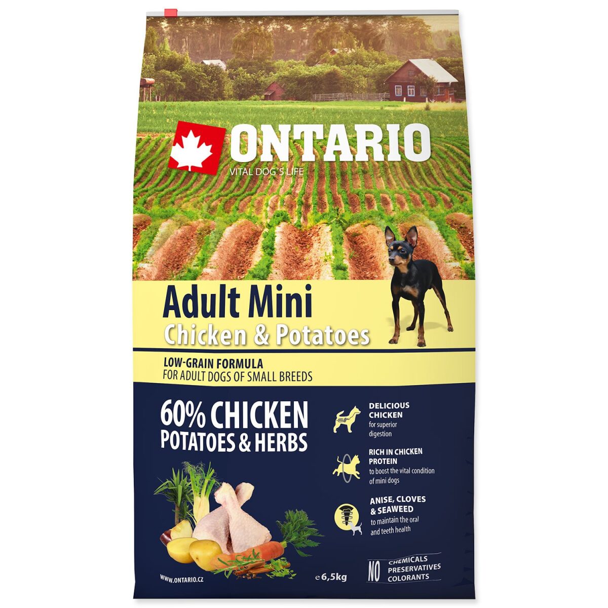 Krmivo Ontario Adult Mini Chicken & Potatoes 6,5kg – Obrázok 1